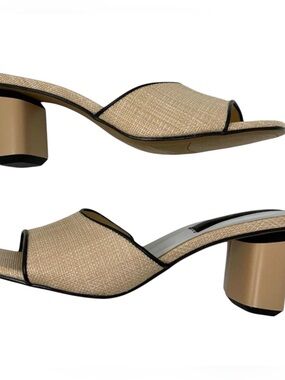 Franco Sarto Raffia Block Heel Mules - Square Toe - Size 9.5 - NWOB